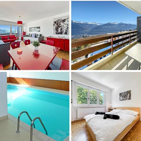 Ferienwohnung Pied-A-Terre In Crans-Montana, Pool And View - Swiss Alps Exterior foto